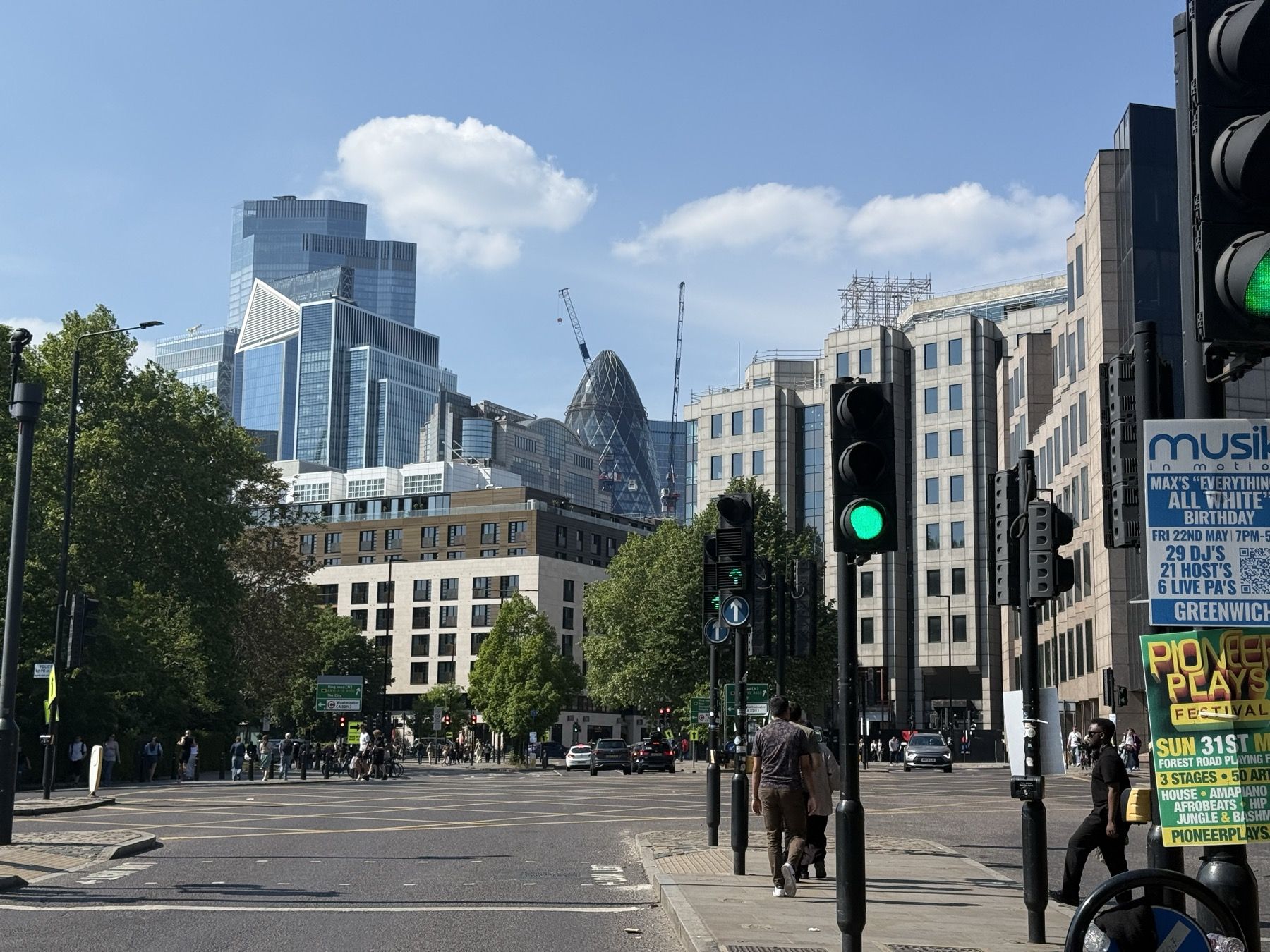 London skyline with construction cranes